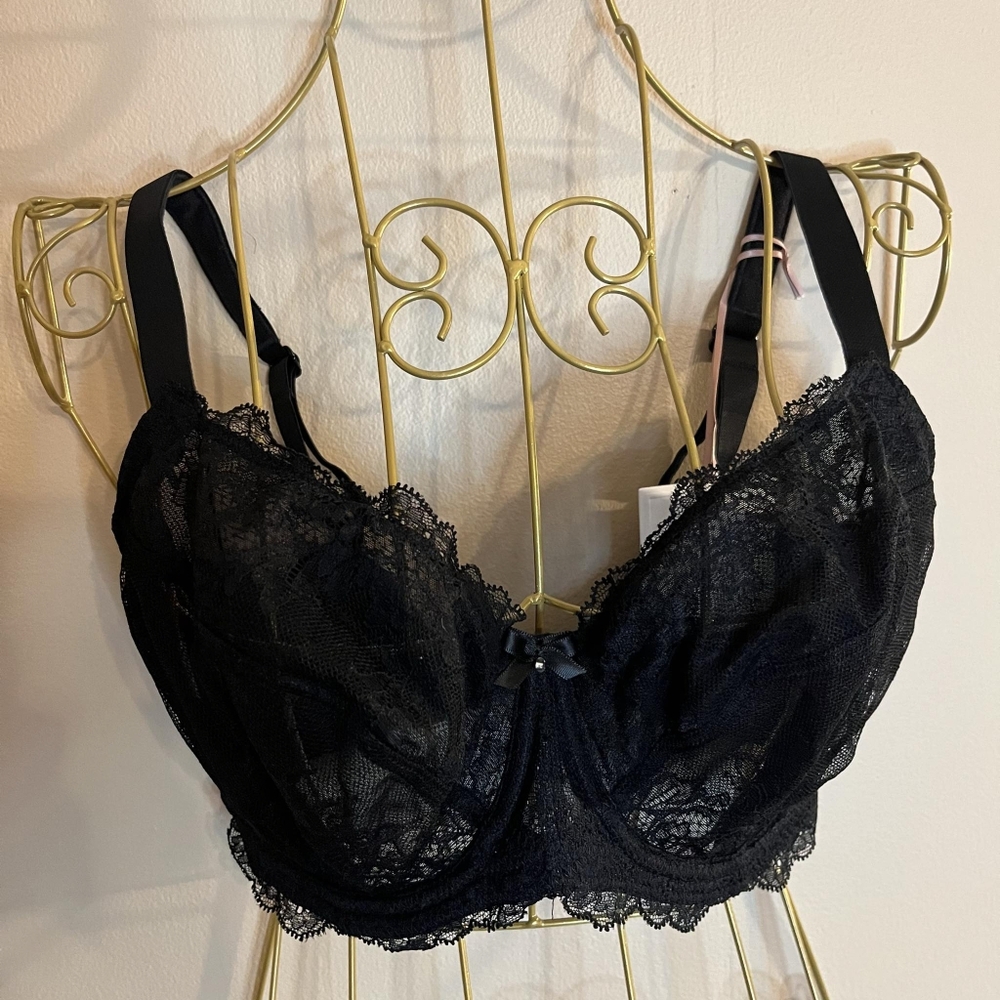 Panache Ana Plunge 36FF Black Lace Bra